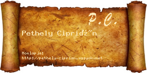 Pethely Ciprián névjegykártya